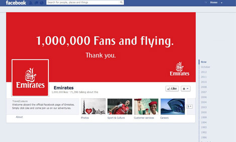 Emirates, Facebook fan’larına teşekkür ediyor